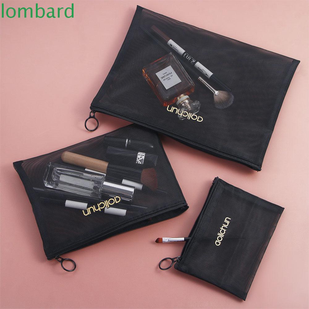 LOMBARD Túi Lưới Đựng Mỹ Phẩm Trong Suốt Có Khóa Kéo Dung Tích Lớn Tiện Dụng