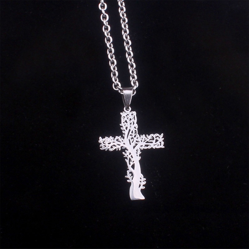 Ygt Vòng cổ Thép Không Gỉ Mặt Thánh Giá Màu Bạc Thời Trang