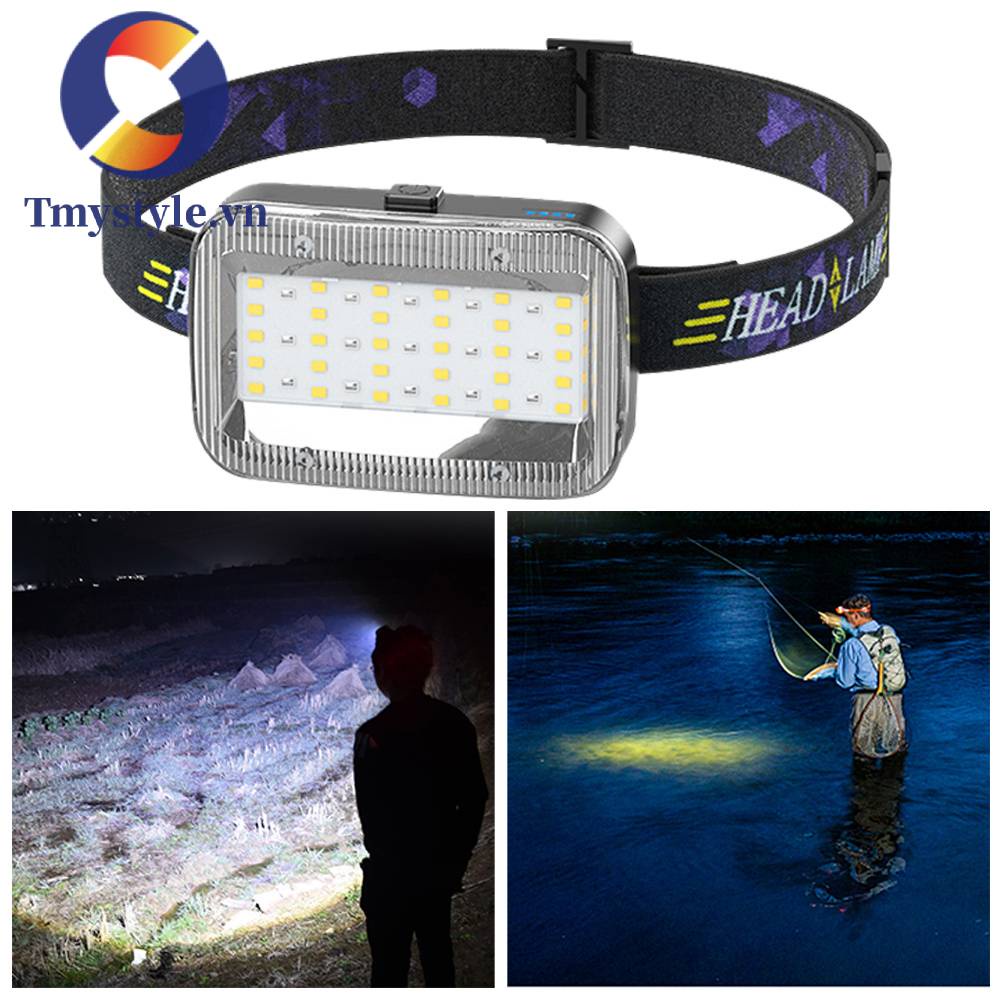 Đèn Pin Đeo Đầu 500LM 1200mAh USB Type-C IPX4 Chống Thấm Nước Có Thể Sạc Lại