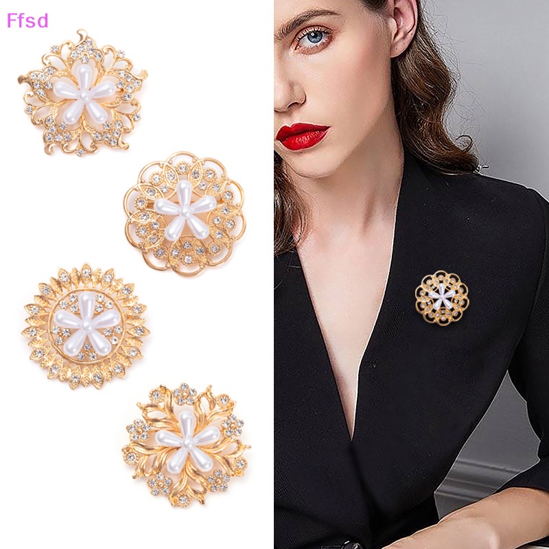 {Ffsd} Ghim Cài Áo Hợp Kim Hình Hoa Đính Đá Và Ngọc Trai Đơn Giản Sáng Tạo Thời Trang Phù Hợp Với Phụ Nữ * Bán Chạy
