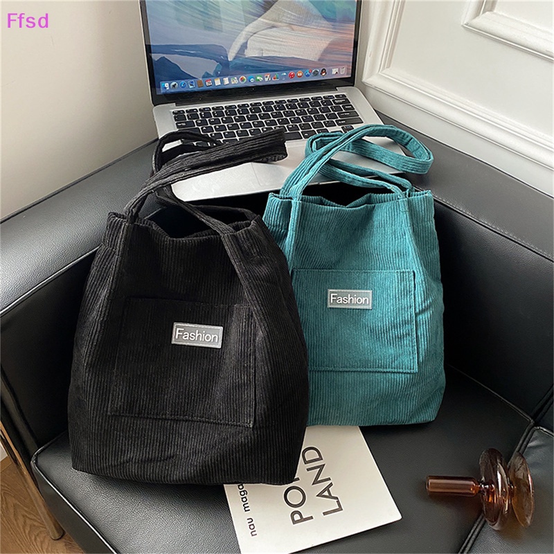 {Ffsd} Túi Tote Mua Sắm Đeo Vai Bằng Vải Nhung Cotton Có Thể Tái Sử Dụng Cho Nữ * Bán Chạy