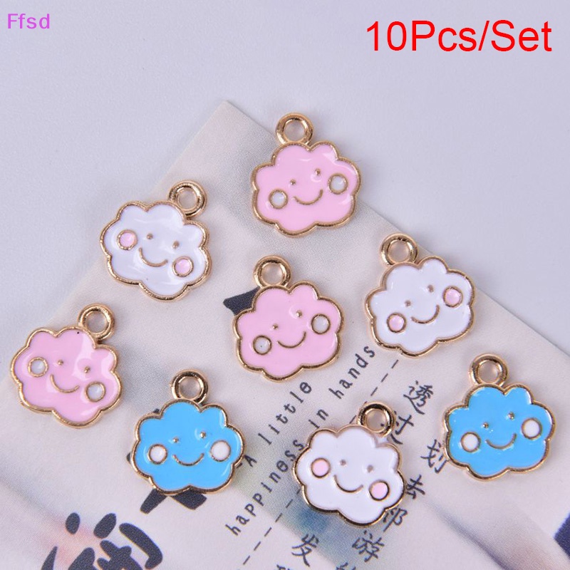 Bộ 10 Mặt Dây Chuyền Hình Đám Mây / Chữ Ch Bằng Hợp Kim Tráng Men Độc Đáo DIY