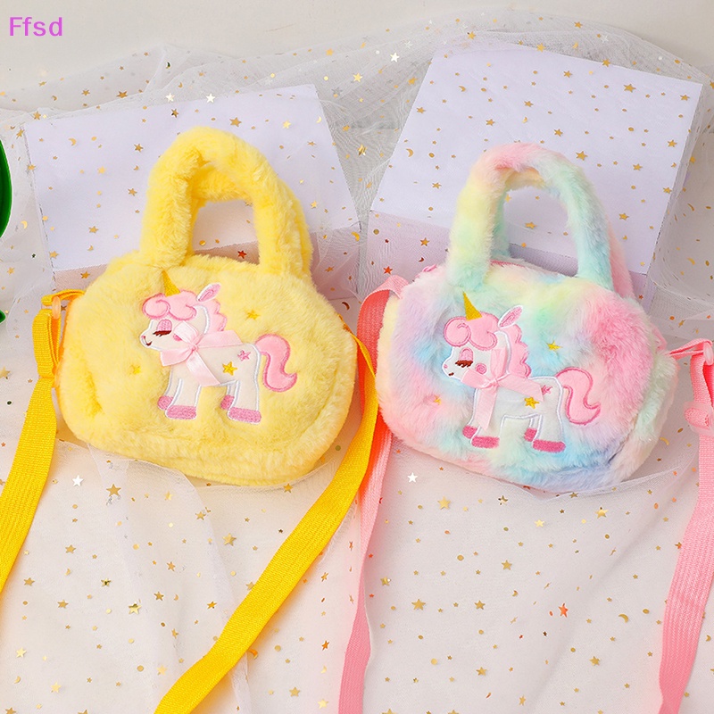 {Ffsd} Túi Đeo Chéo Vai Lông Xù Thêu Hình Kỳ Lân Nhỏ Dễ Thương Dành Cho Bé Gái * Bán Chạy