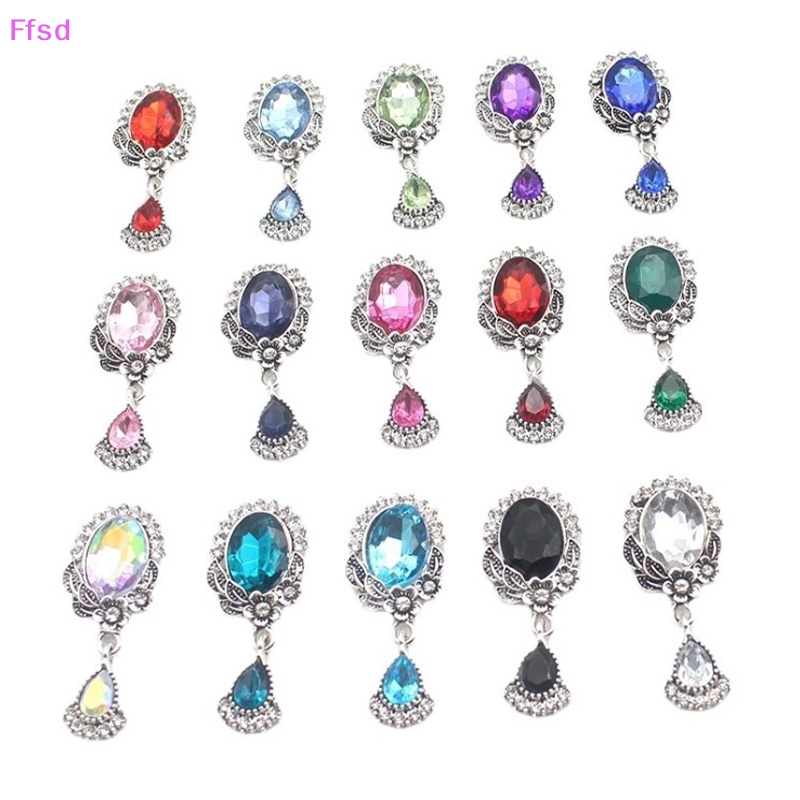 Ghim Cài Áo Hợp Kim / acrylic Hình oval Đính Đá Lấp Lánh 23 * 52mm DIY
