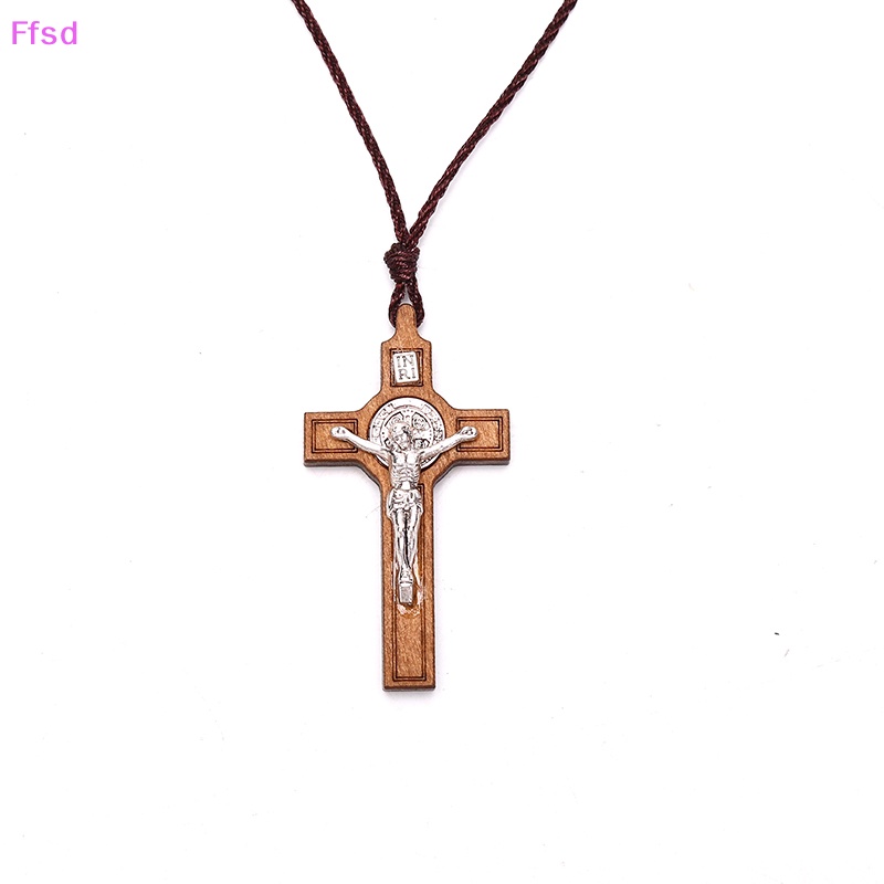 {Ffsd} Vòng cổ Kim Loại Mặt Gỗ Hình Thánh Giá Cổ Điển