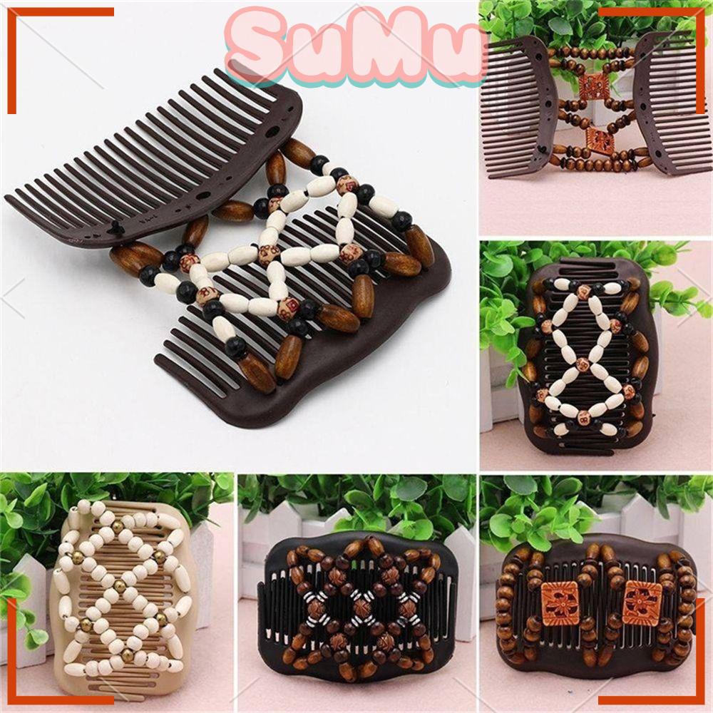 SUMU Lược Cài Tóc Bằng Gỗ Đính Hạt Dễ Thương Cho Nữ