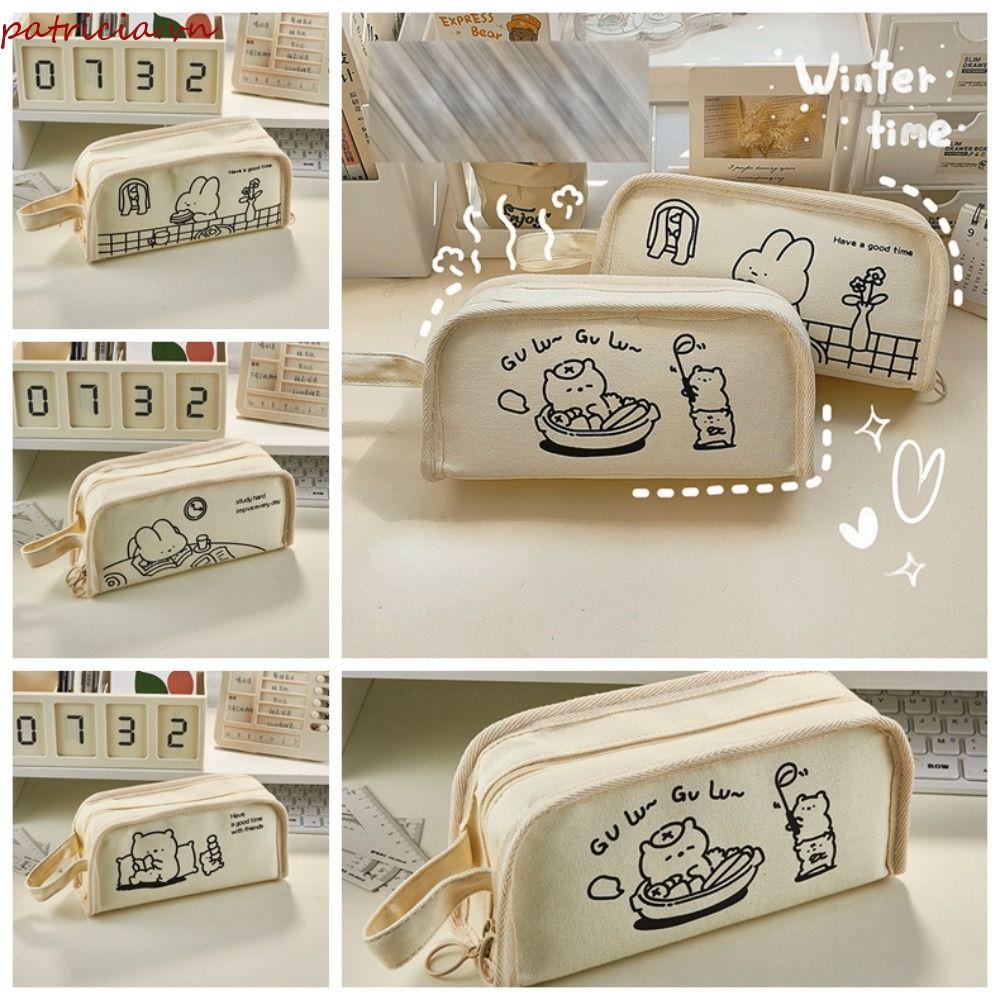 PATRICIA Túi Đựng Đồ Trang Điểm / Mỹ Phẩm Để Bàn Cỡ Lớn Họa Tiết Thỏ / Gấu Kiểu Hàn Quốc Xinh Xắn Cho Học Sinh