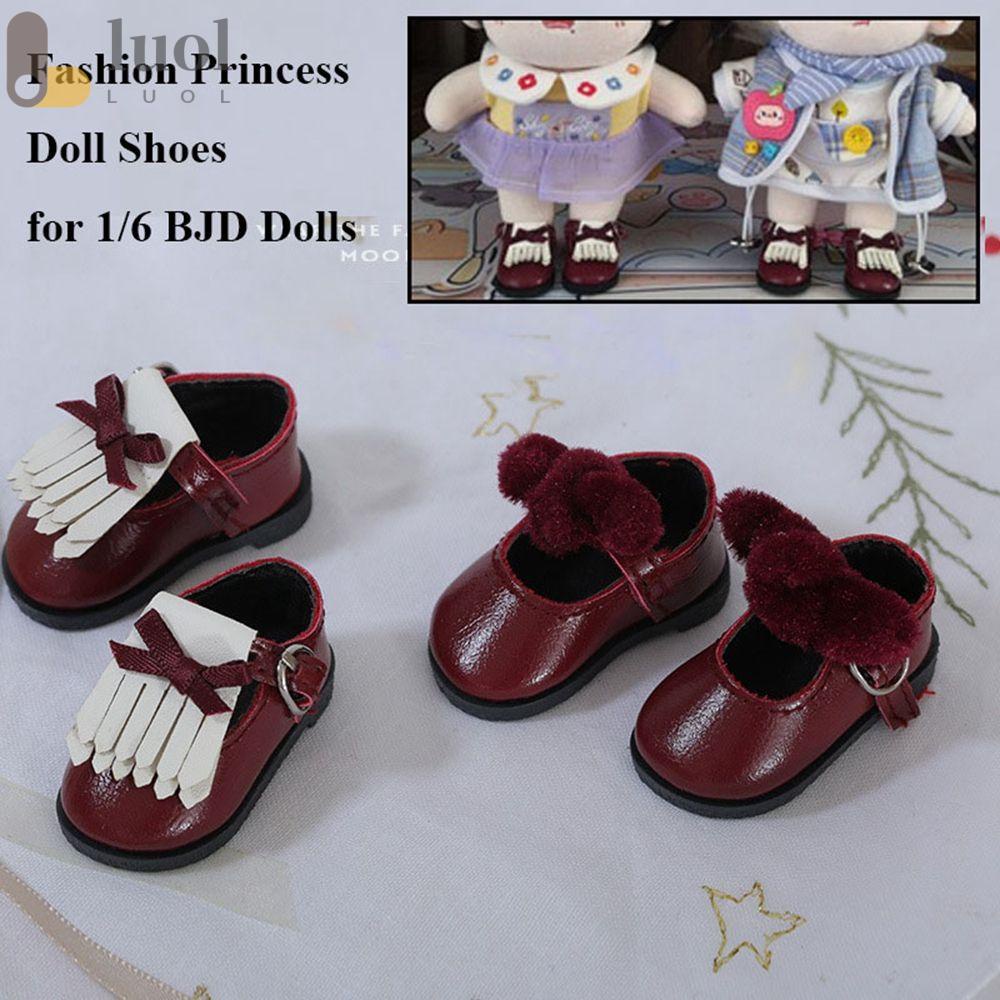 LUOL Giày Búp Bê Da PU Phối Vải Cho Bé Gái