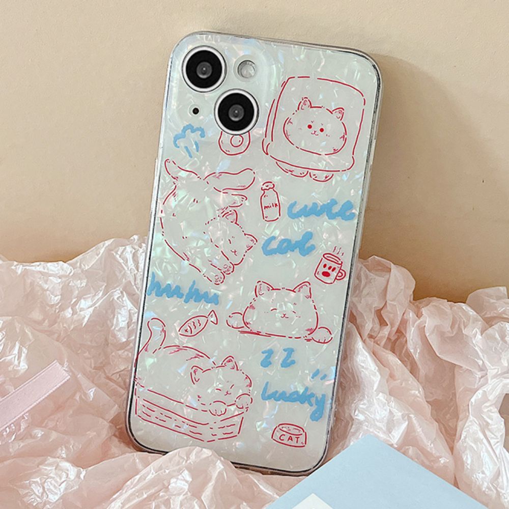 Ốp Điện Thoại TPU Dẻo Màu Laser Họa Tiết Hoạt Hình Chú Mèo Dễ Thương Chống Sốc Cho IPhone 11 12 13 14 Pro Max