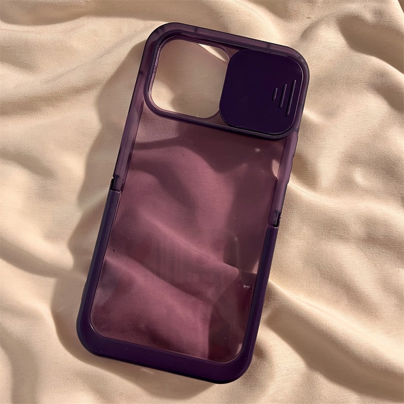 Ốp Điện Thoại Dẻo Trong Có Thanh Trượt Bảo Vệ Camera Cho Iphone 11 14 Pro Max Iphone 12 13 Pro Max