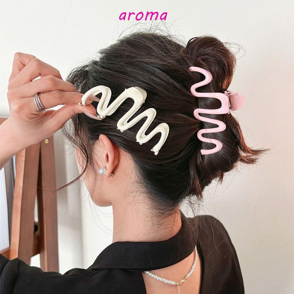 AROMA Kẹp Tóc Càng Cua Bằng Nhựa Resin Nhiều Màu Dễ Thương Phong Cách Hàn Quốc