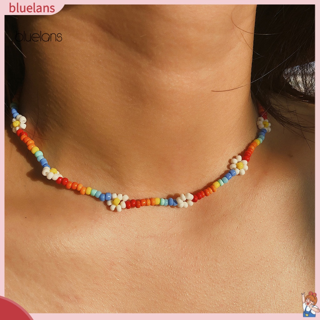 Vòng cổ Hạt Nhiều Màu Hình Hoa Nhỏ Dễ Thương Phong Cách Bohemian Thời Trang Cho Nữ