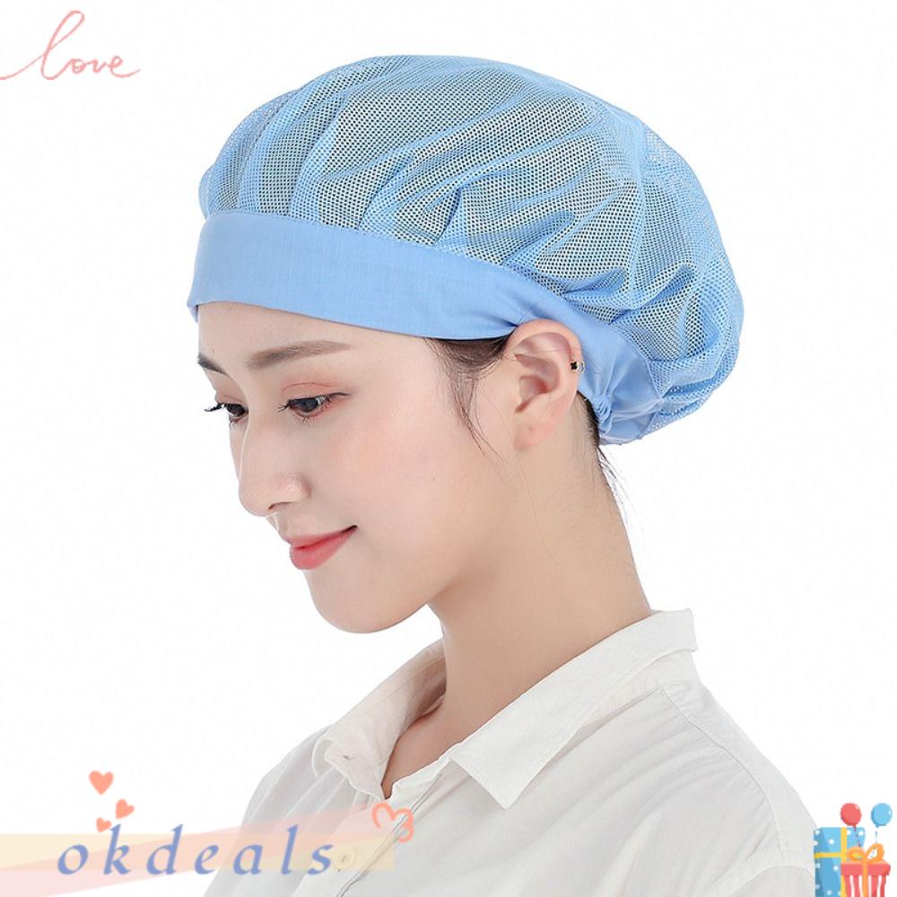 OKDEALS Mũ Đầu Bếp / Phục Vụ Thực Phẩm / Nấu Ăn Có Màng Bọc Bảo Vệ Tóc Dùng Trong Khách Sạn