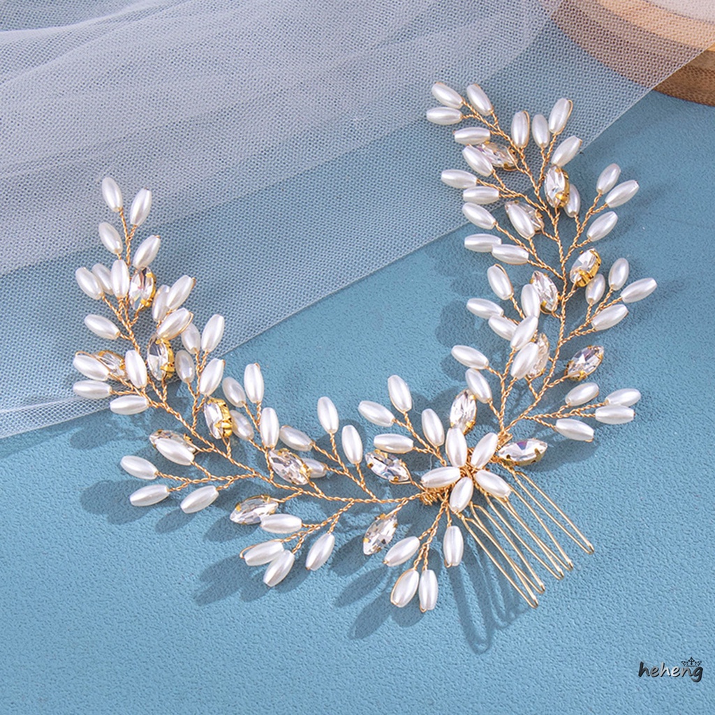 Kẹp Tóc Hình Hoa Đính Ngọc Trai Giả Bằng Hợp Kim Cho Cô Dâu