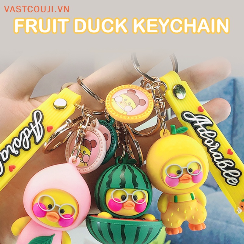 Móc Khóa Hình Vịt Trái Cây Vui Nhộn Dễ Thương