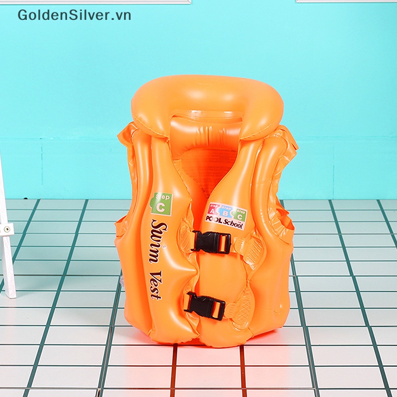 Phao Bơi Bơm Hơi Bằng PVC Màu Vàng Bạc An Toàn Cho Bé