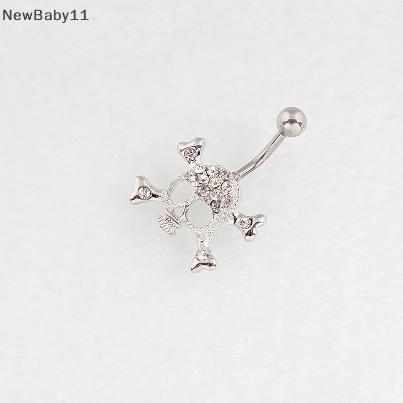 Khuyên Rốn Bằng Thép Không Gỉ Hình Đầu Lâu Đính Đá Thời Trang Cho Nữ