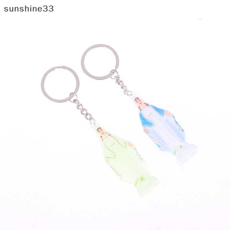 Móc Khóa Phát Sáng Xanh Dương Hình Đức Mẹ Mary Độc Đáo