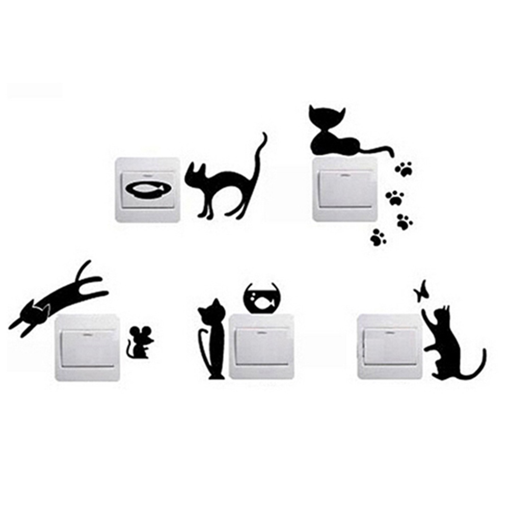 Sticker Dán Công Tắc Trang Trí Hình Mèo Và Chuột Dễ Thương