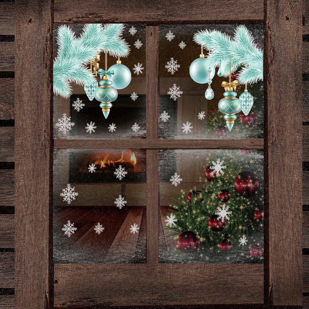 1 Set Sticker Dán Cửa Kính Bằng PVC Họa Tiết Hoa Tuyết Dễ Thương Bắt Mắt