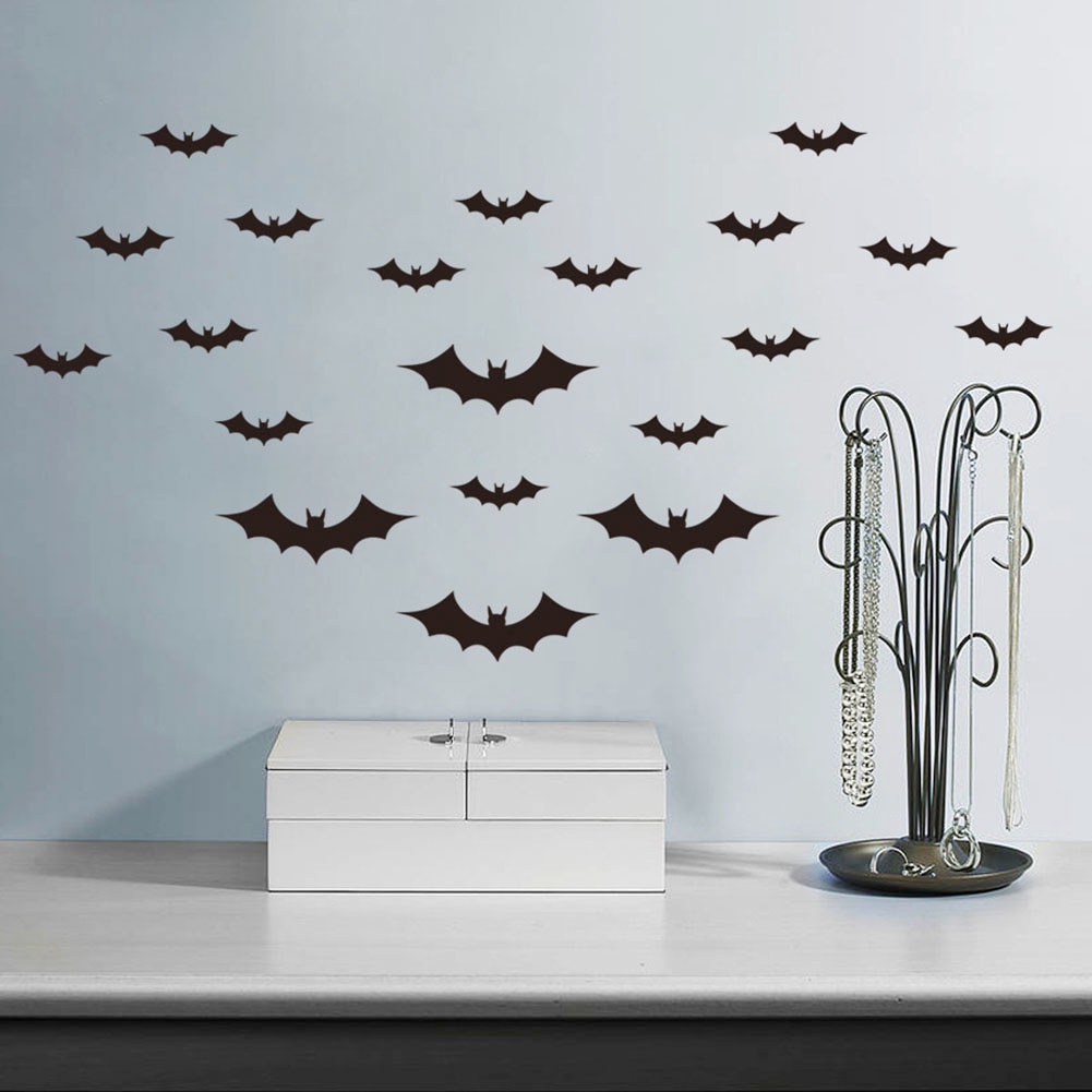 Set 20 Miếng Dán Tường Chống Nước Hình Dơi Trang Trí Halloween