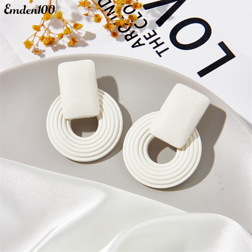 1 Đôi Bông Tai Tròn Rỗng Đính Hạt Thời Trang Nữ Tính