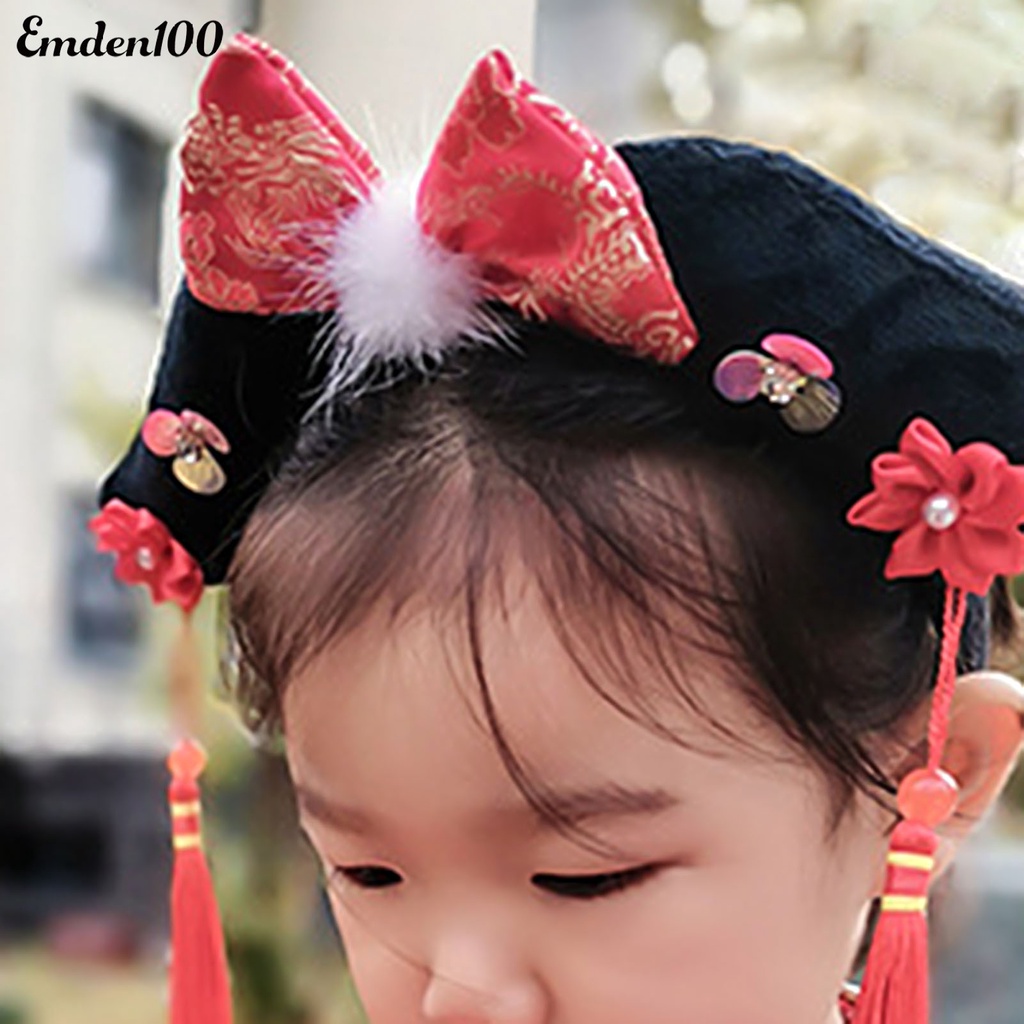 Băng Đô Cài Tóc Đính Hoa Tua Rua Hóa Trang Công Chúa Trung Hoa Cổ Điển