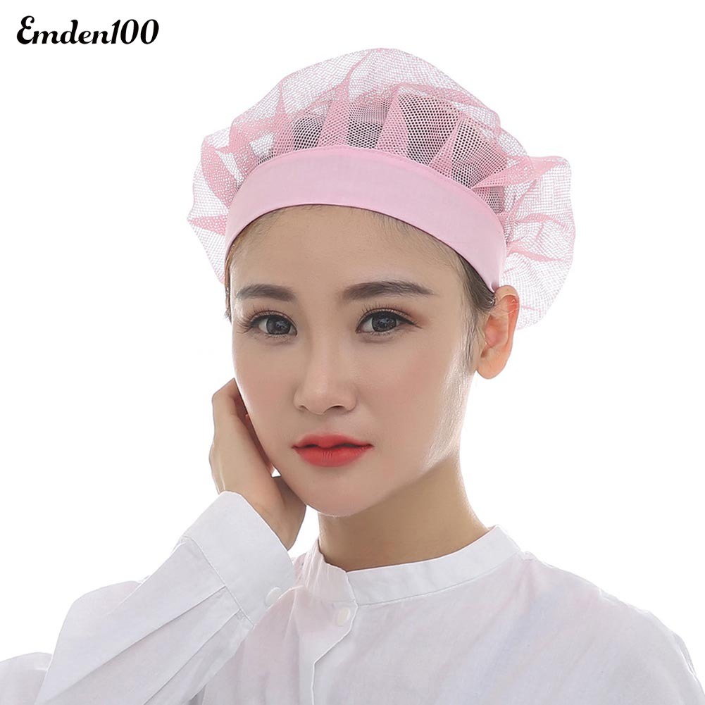 [EMDEN] Mũ Đầu Bếp Nhà Máy Unisex Phối Lưới Thoáng Khí Có Thể Điều Chỉnh