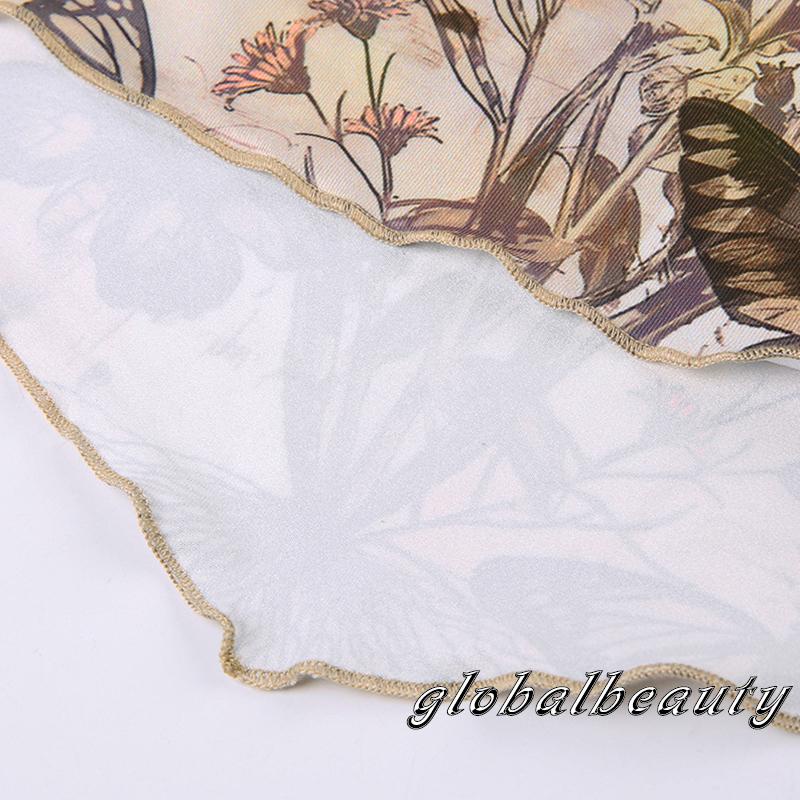 Áo Croptop Trễ Vai Tay Dài In Họa Tiết Hoa Và Bướm Thời Trang Mùa Thu Cho Nữ