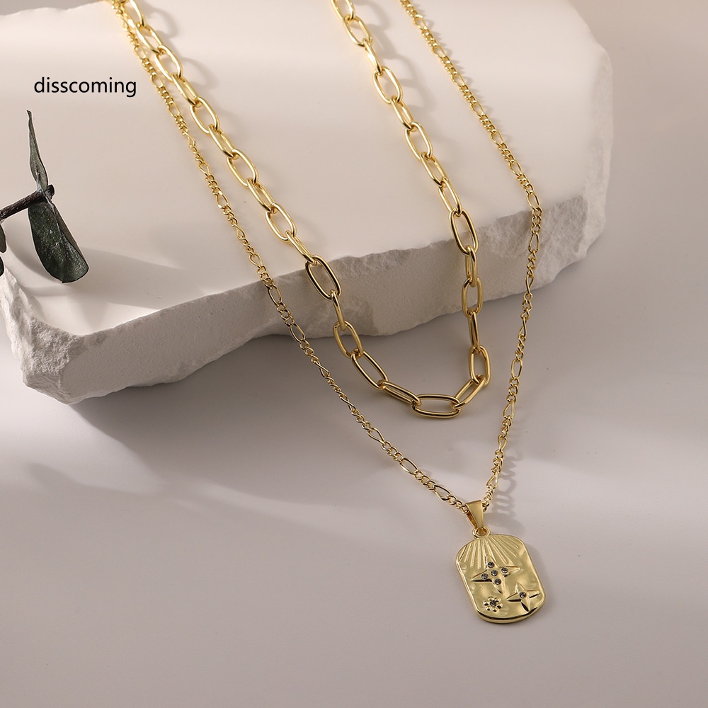 Áo Thun SL SL SL SL Thiết Kế Trẻ Trung Năng Động| Niche Vòng cổ Nhiều Lớp Mặt Vuông Xếp Chồng Lên Nhau Cao Cấp Phong Cách retro