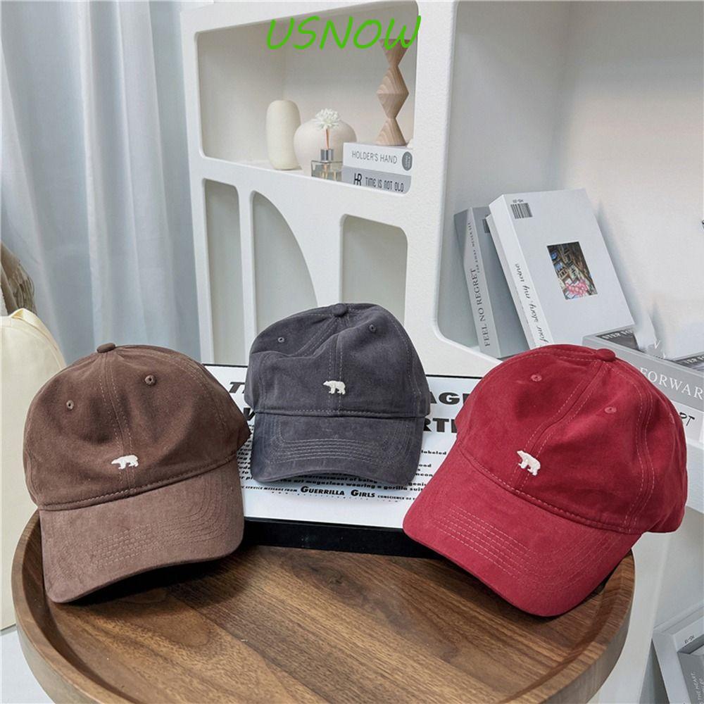 USNOW Mũ Lưỡi Trai Vải Cotton In Hình Gấu Bắc Cực Kiểu Hàn Quốc Thời Trang Cho Nam Và Nữ