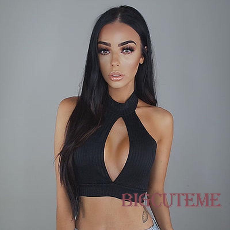 Áo Croptop Dệt Kim Cổ Lọ Không Tay Hở Lưng Màu Sắc Đơn Giản Cho Nữ