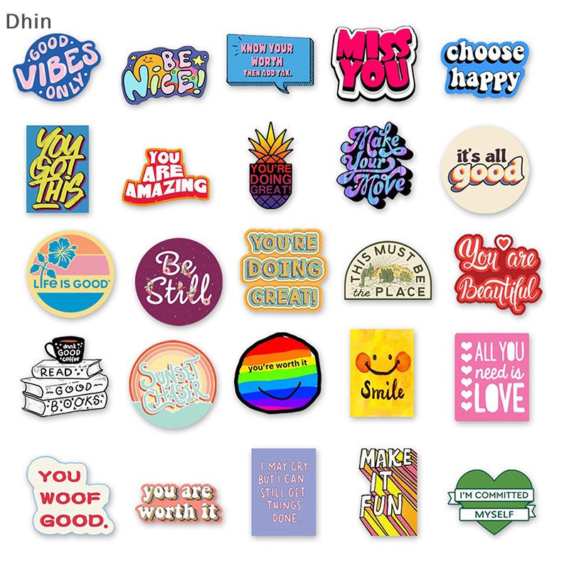 Set 50 Miếng Dán Decal In Câu Nói Truyền Cảm Hứng Tiếng Anh Độc Đáo