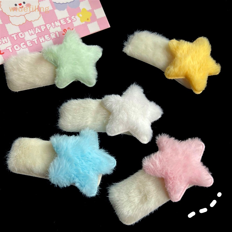 1 Kẹp Tóc Hình Ngôi Sao Phối Lông Dễ Thương Y2k