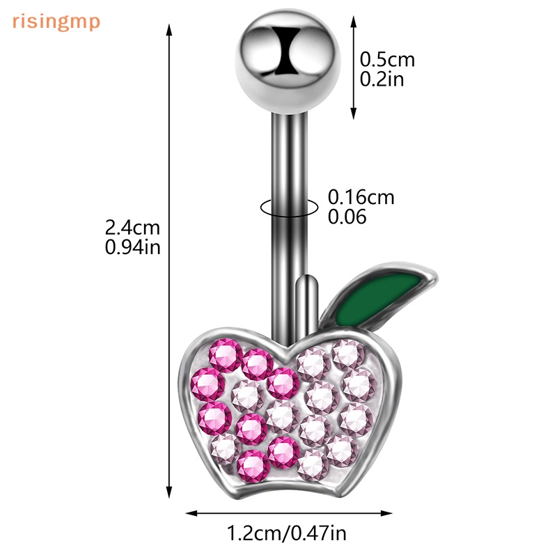 Khuyên Rốn Bằng Thép Không Gỉ Hình Trái Cherry Đính Đá Quyến Rũ Cho Nữ