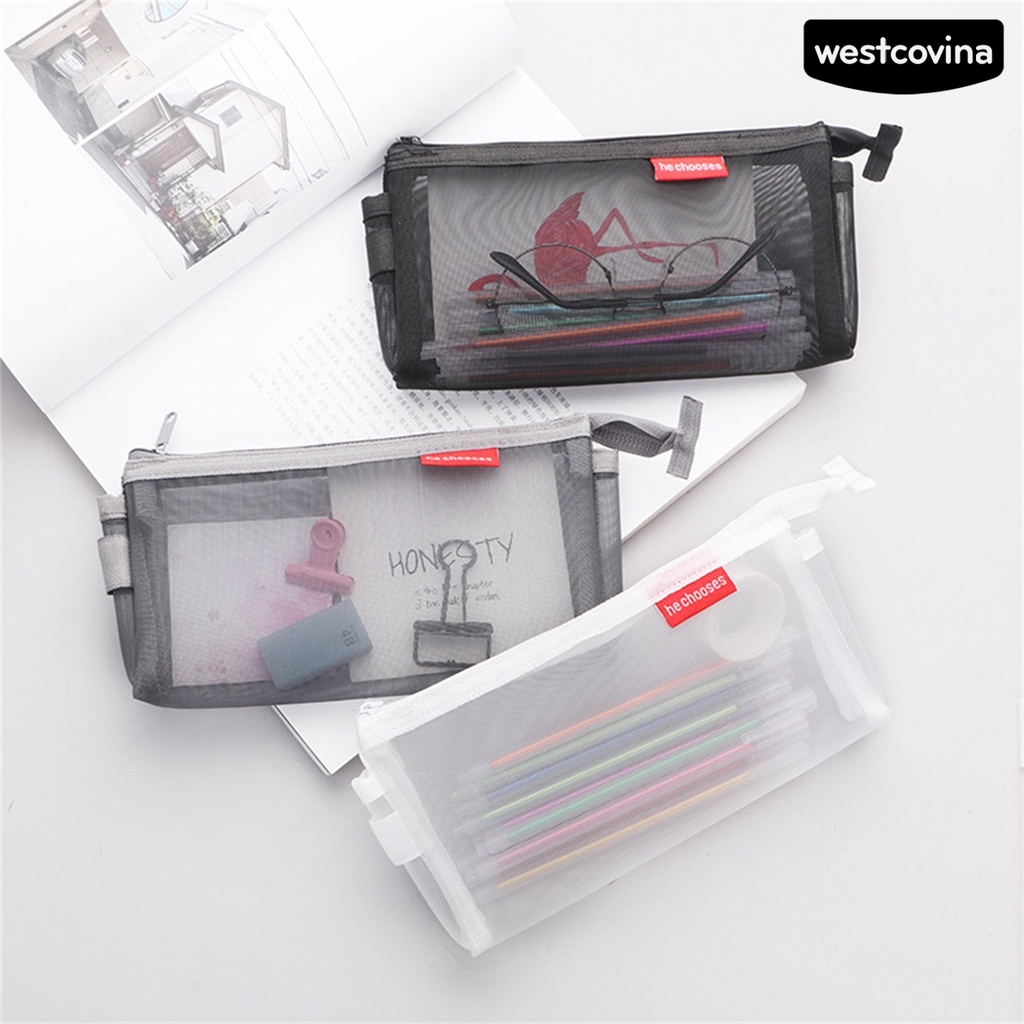 [WSTN]✎Túi Đựng Bút Bằng Lưới Trong Suốt Chống Bụi Sức Chứa Lớn