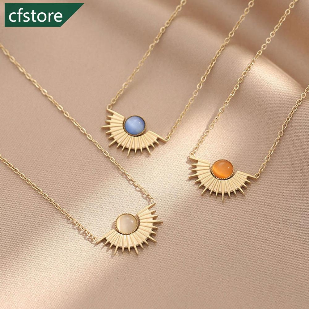 Vòng cổ Bằng Thép Titan Không Gỉ Mặt Hình Hoa Hướng Dương Đính Đá A1S5