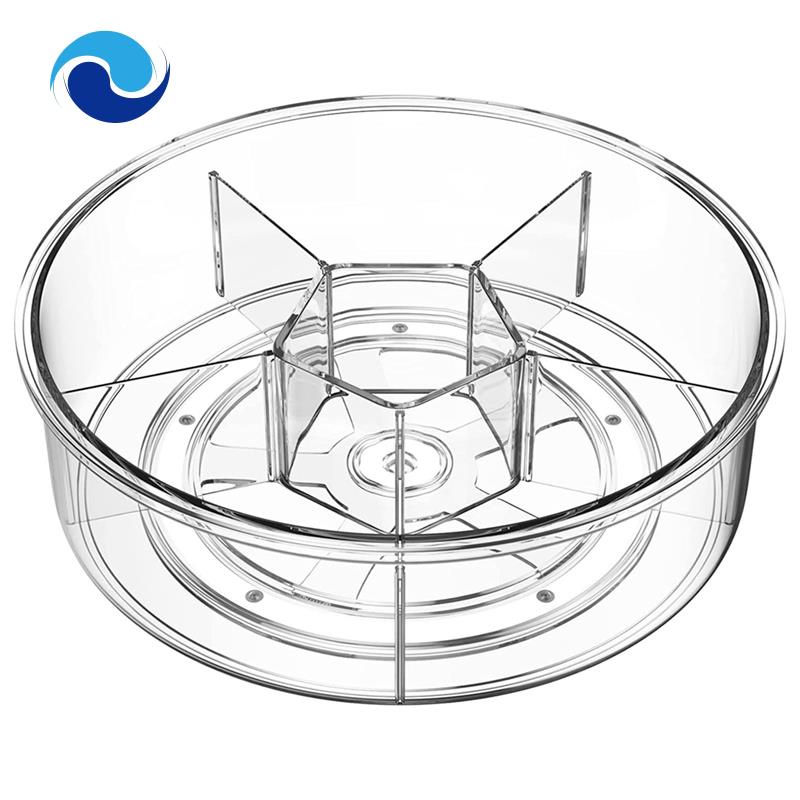 Bàn Xoay Bằng Acrylic Trong Suốt Cỡ Lớn Có Chia Ngăn Sắp Xếp Gọn Gàng Cho Tủ Lạnh Nhà Bếp Nhà Tắm