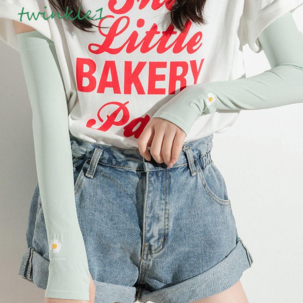 TWINKLE Găng Cánh Tay Chống Nắng Họa Tiết Hoa Cúc Thời Trang Cho Nữ