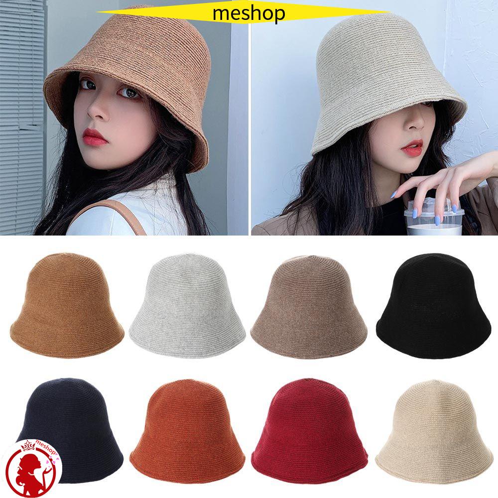 ME Mũ Bucket Chất Liệu Len Ấm Áp Thời Trang Mùa Đông