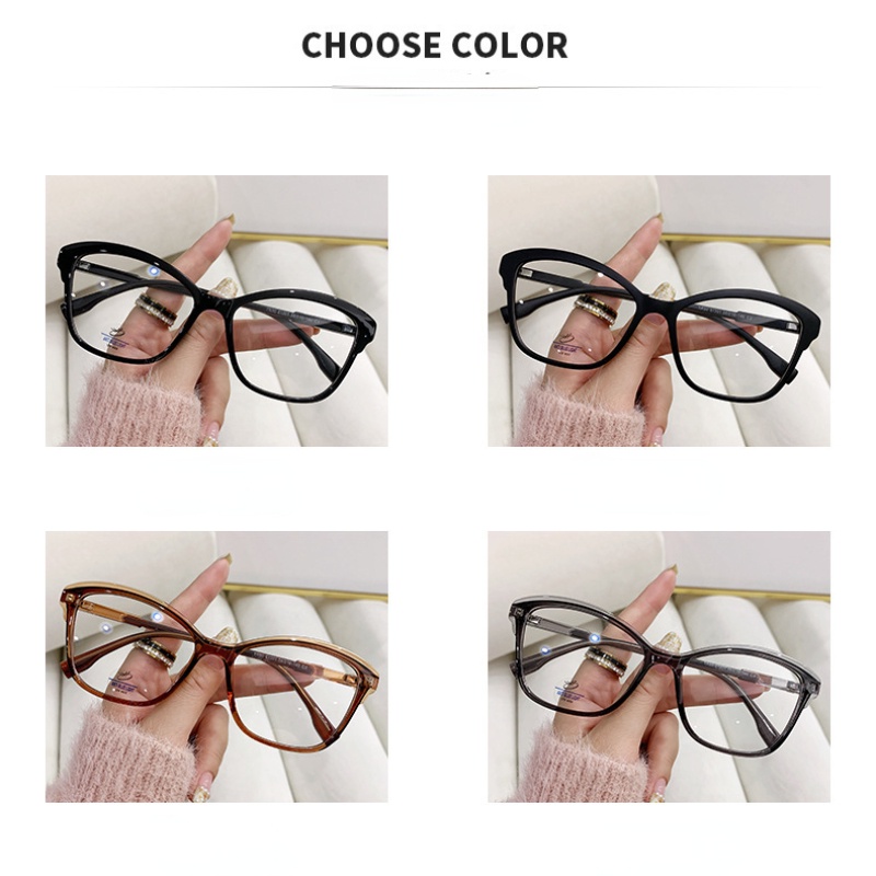 (KIQI-FASHION) COD Mắt Kính Chống Bức Xạ Gọng Mắt Mèo Thời Trang Hàn Quốc Cổ Điển