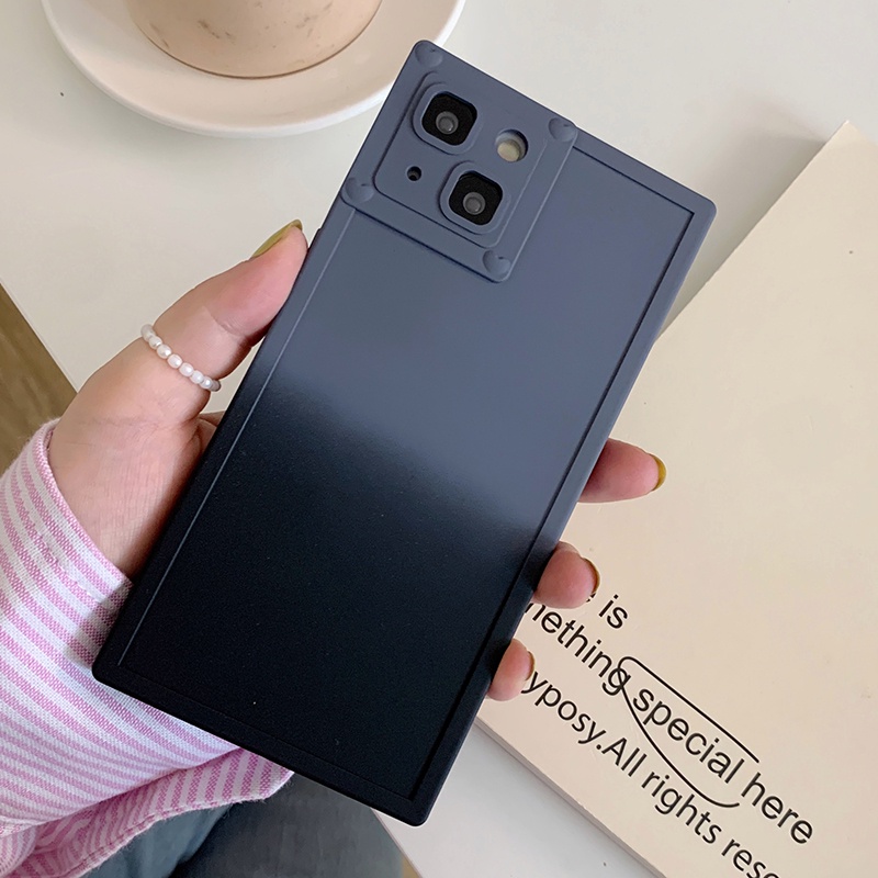 Ốp Điện Thoại Silicon Màu gradient Hình Vuông Bảo Vệ Ống Kính Máy Ảnh Cho iPhone 14 13 12 11 Pro MAX IX XS MAX XR