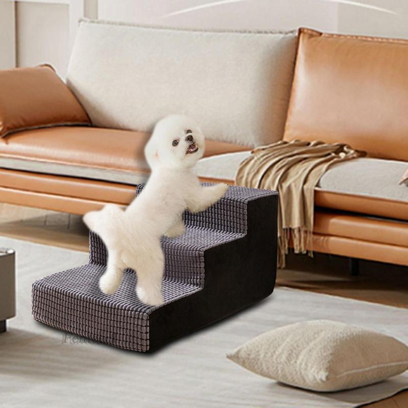 Vỏ Bọc Bậc Cầu Thang 3 Bước Bằng Vải Nhung Chống Trượt Có Thể Giặt Sạch Dành Cho Cún Cưng