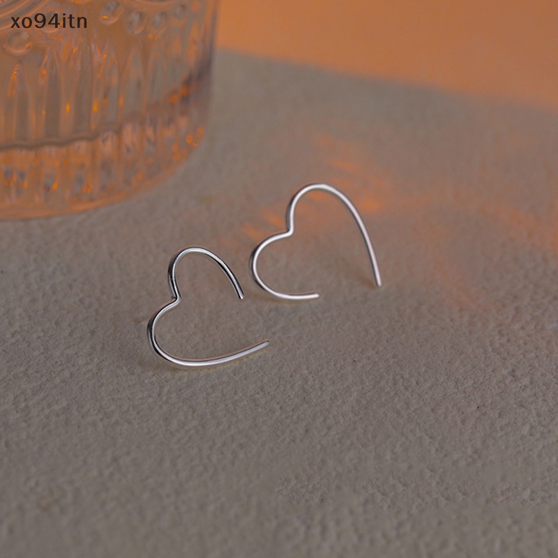 Bông Tai Dạng Kẹp Hình Trái Tim / Hình Học Bằng Kim Loại Đơn Giản Phong Cách Hàn Quốc Cho Nữ