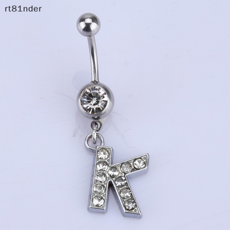 Rt Khuyên Rốn Bằng Thép Không Gỉ Đính Đá Pha Lê Họa Tiết Chữ Cái Gợi Cảm Cho Nữ n