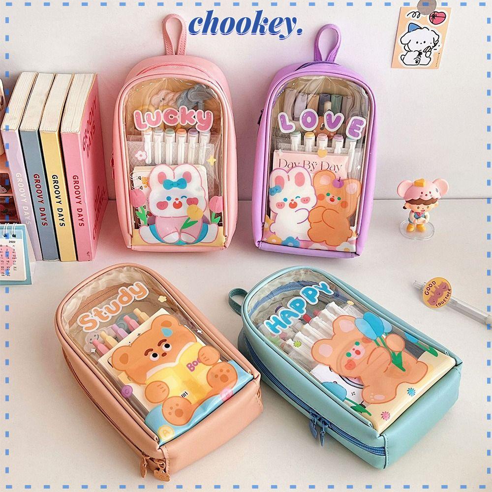 CHOOKEY Túi Đựng Bút Thiết Kế Trong Suốt Tiện Lợi Chất Lượng Ốp