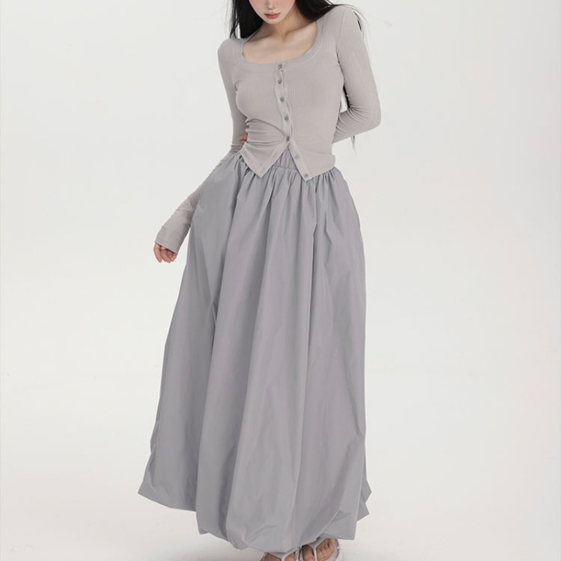 Chân Váy Chữ A Lưng Cao Màu Trơn Họa Tiết Hoa Mới