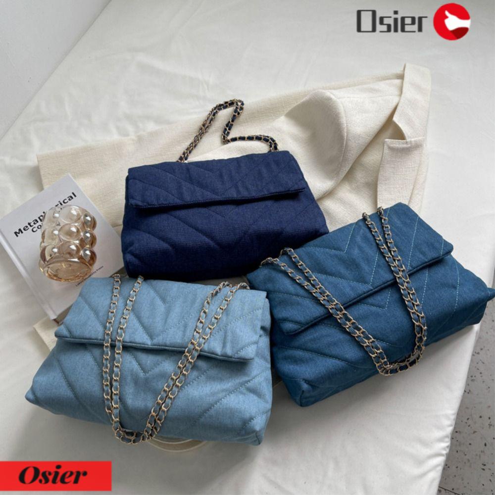 OSIER1 Túi Đeo Chéo Canvas Sức Chứa Lớn Màu Sắc Đơn Giản Cho Nữ