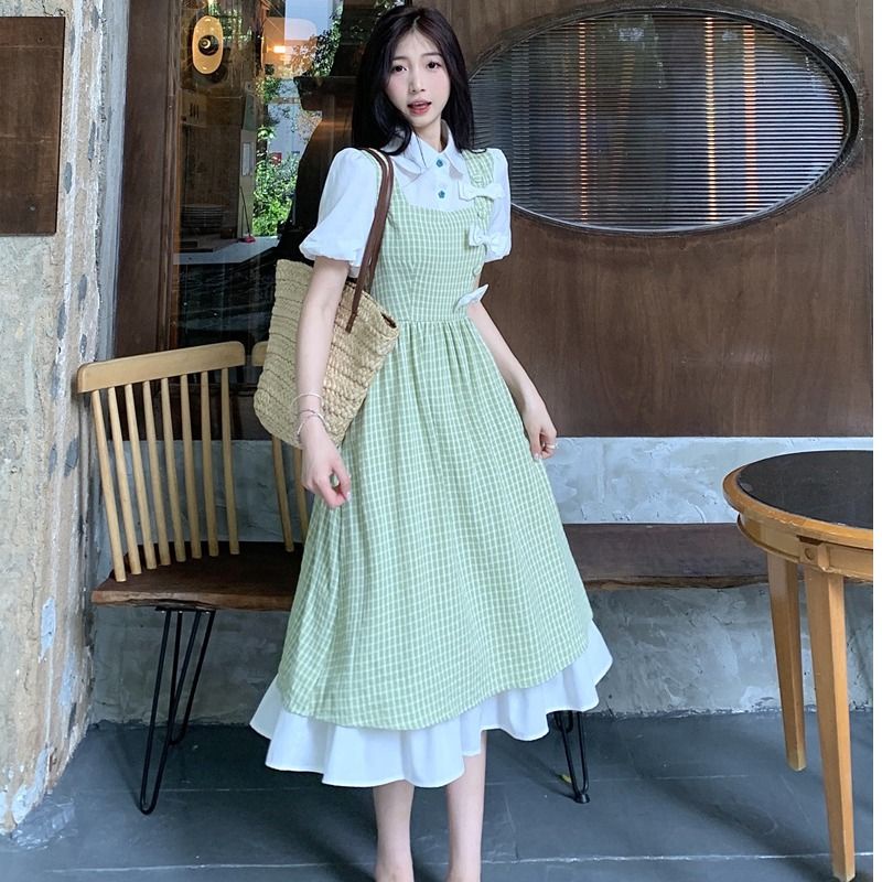 Đầm Giả Hai Lớp Thiết Kế Cỡ Nhỏ Phong Cách Pháp Thời Trang Xinh Xắn Cho Nữ