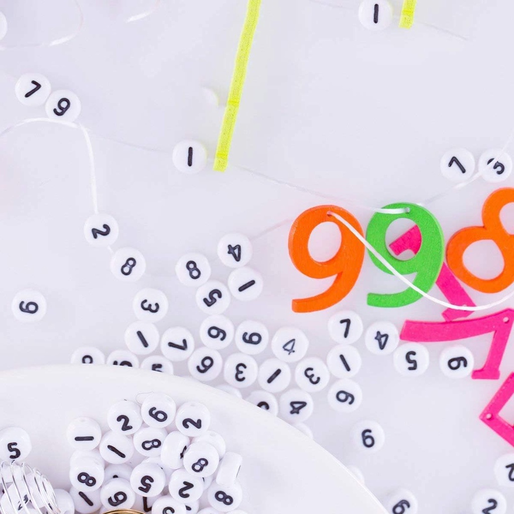 Bộ 100 Hạt Xâu Chuỗi Acrylic Hình Số 7x4mm